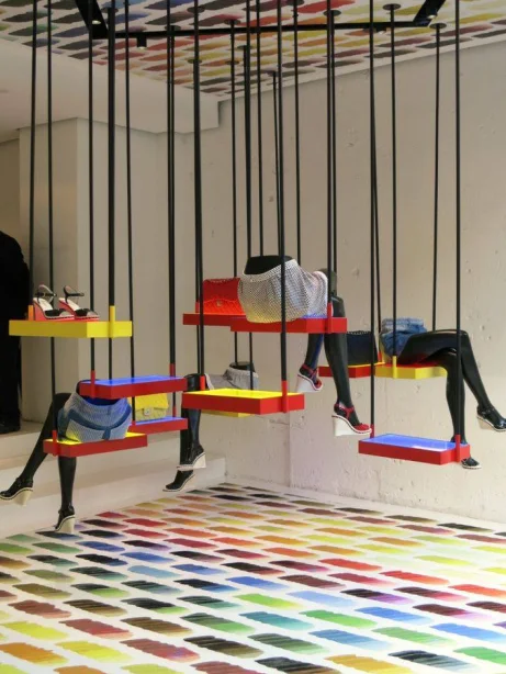 Window display setup designed by students for retail visual merchandising.